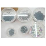 Small Wood Crate with Glass & Stone Beads (sorted, some labeled) Jasper, Black Onyx, White Howlite