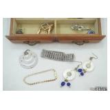 Wooden Jewelry Box and Jewelry