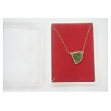 Jewelry Lot: 1/20 12K GF Sterling & Green Stone Heart Necklace