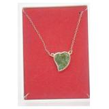 Jewelry Lot: 1/20 12K GF Sterling & Green Stone Heart Necklace