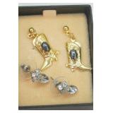 Gold-Toned Cowboy Boot Dangle Earrings & Silver-Toned Dangle Earrings