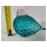 Turquoise Honeycomb Large Glass Bird