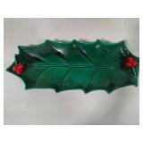 Lefton Holly Berry Sleigh Dish & Small Serving Tray