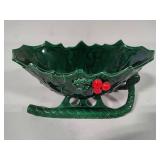 Lefton Holly Berry Sleigh Dish & Small Serving Tray