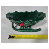 Lefton Holly Berry Sleigh Dish & Small Serving Tray