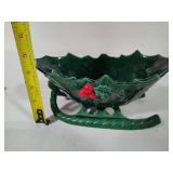 Lefton Holly Berry Sleigh Dish & Small Serving Tray