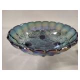 Indiana Glass Iridescent Blue Oval Scalloped Serving Bowl