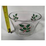 Indiana Glass Holly Berry Serving Bowl & Four Goblets