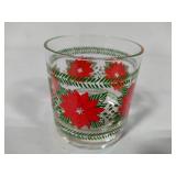 Set of Four Poinsettia Lowball Glasses
