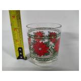 Set of Four Poinsettia Lowball Glasses