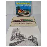 American Railroads Book, Sign & Signed John Cartwright Pencil Sketch (1994)