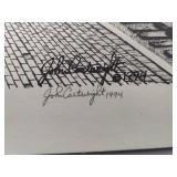 American Railroads Book, Sign & Signed John Cartwright Pencil Sketch (1994)