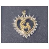10K Yellow Gold & Diamond Heart Pendant