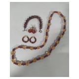 Lovely Carnelian, Amber & Beaded Jewelry