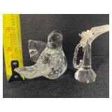 Glass Bird & Crystal Glass Horn Ornament