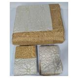 Gold/Cream Quilted Bed Cover + Shams (Full Size 86" x 86")
