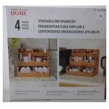 Seville Classics 4pc Bamboo Stackable Organizer Storage Bins Set