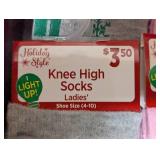 12 Pack Majestic Ladies Light Up Knee High Socks - Christmas