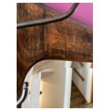 Antique Mirror - Dark Wood Frame with Integrated Coat / Hat Hooks