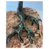 MCM Bijan Metal Bronze Patina Tree Sculpture on Rock Base