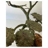 MCM Bijan Metal Bronze Patina Tree Sculpture on Rock Base