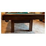 Pool Table - Green Felt, Wood Frame w/ Cues & Balls and Includes a Ping-Pong Table Top with Net and Accessories