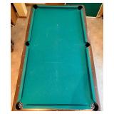 Pool Table - Green Felt, Wood Frame w/ Cues & Balls and Includes a Ping-Pong Table Top with Net and Accessories