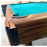 Pool Table - Green Felt, Wood Frame w/ Cues & Balls and Includes a Ping-Pong Table Top with Net and Accessories