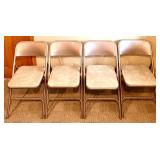 Octagonal Folding Card Table - Green Felt Top & Cup Holders Along with 4 Samsonite Folding Chairs