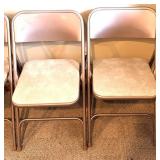 Octagonal Folding Card Table - Green Felt Top & Cup Holders Along with 4 Samsonite Folding Chairs