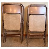 Octagonal Folding Card Table - Green Felt Top & Cup Holders Along with 4 Samsonite Folding Chairs