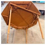 Octagonal Folding Card Table - Green Felt Top & Cup Holders Along with 4 Samsonite Folding Chairs