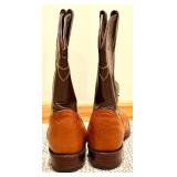 Pre-owned Tony Lama - Two-Tone Leather Cowboy Boots with Embroidered Shaft - Size 8.5 E