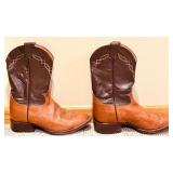 Pre-owned Tony Lama - Two-Tone Leather Cowboy Boots with Embroidered Shaft - Size 8.5 E