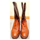 Pre-owned Tony Lama - Two-Tone Leather Cowboy Boots with Embroidered Shaft - Size 8.5 E