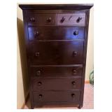 Tall Dresser - Dark Wood with 2 Small Top Drawers & Keyhole with Key