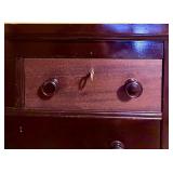 Tall Dresser - Dark Wood with 2 Small Top Drawers & Keyhole with Key