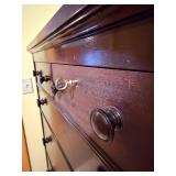 Tall Dresser - Dark Wood with 2 Small Top Drawers & Keyhole with Key