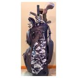 Adams Golf Bag & Ray Cook Classic Plus Chipper & Irons with Red Grips & Umbrella