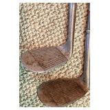 Vintage Hughes Patent Leather Golf Bag with Walter Hagen Irons