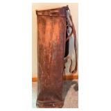 Vintage Hughes Patent Leather Golf Bag with Walter Hagen Irons