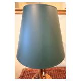 Vintage Golf Club Lamp with Green Shade & Golf Balls in Display Rack