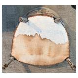 Armchair & Floor Lamp - Floral Upholstery, Distressed Pale Gray Frame