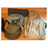 ACE Mfg Flight Ace All Wool Cap & Army Cap Lot with Belt Pants Shirt