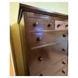 Tall Dresser - Dark Wood with 2 Small Top Drawers & Keyhole with Key