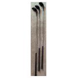 Vintage Hughes Patent Leather Golf Bag with Walter Hagen Irons