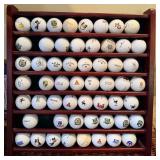 Vintage Golf Club Lamp with Green Shade & Golf Balls in Display Rack