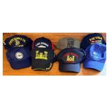 8 US Army Vietnam Era Caps Lot with Pearl Harbor Cam Ranh Bay Patches