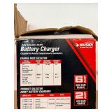 Three-Piece Lot: Simer Geyser Pump, Husky Charger, Ryobi Door Lock Kit