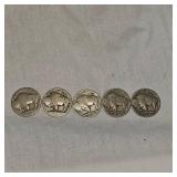 (5) Five Buffalo Nickels